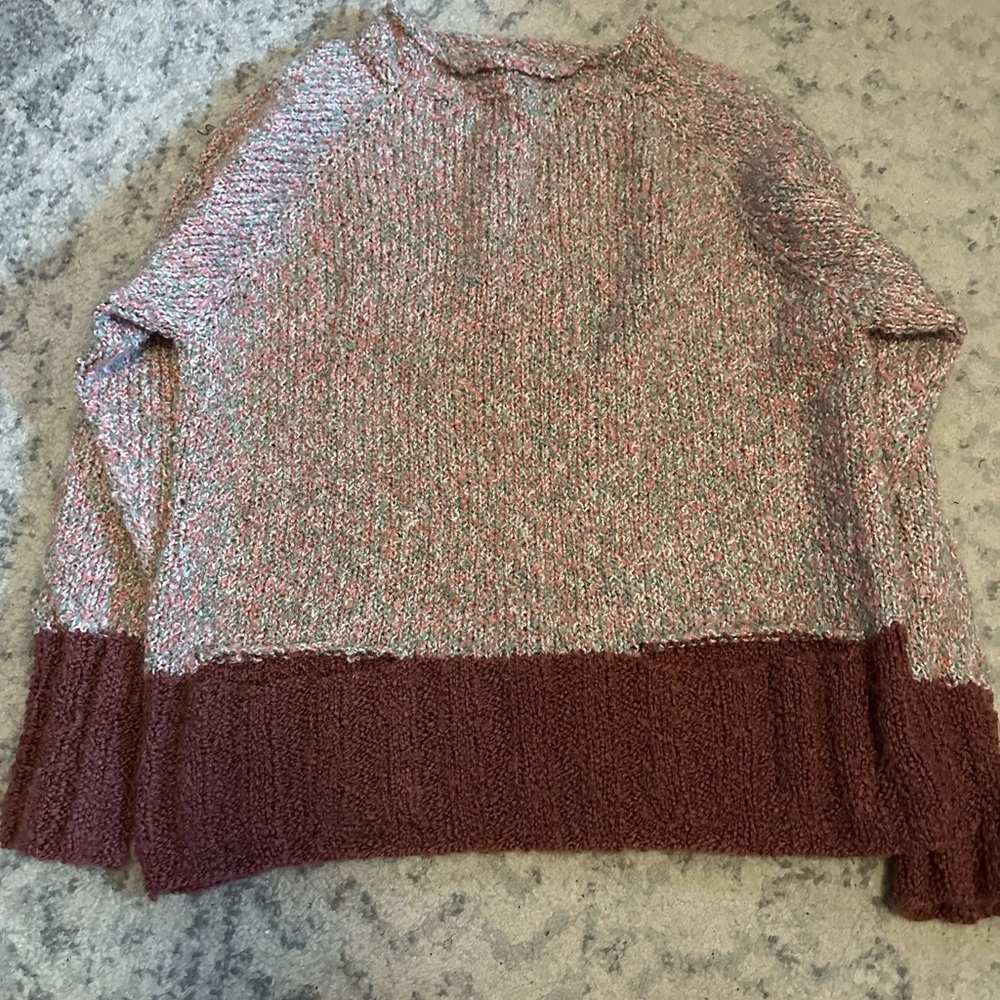 Red multicolor knit sweater